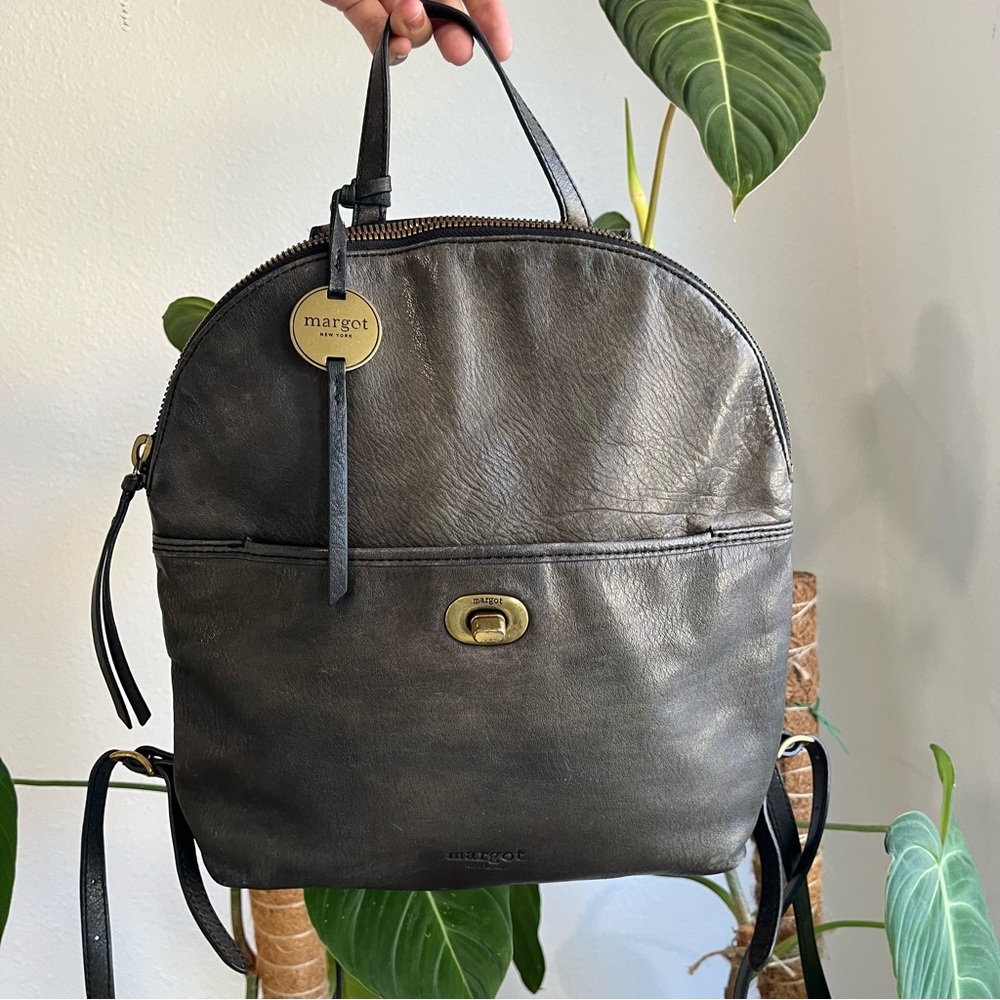 Margot Camille Turnlock Leather Backpack